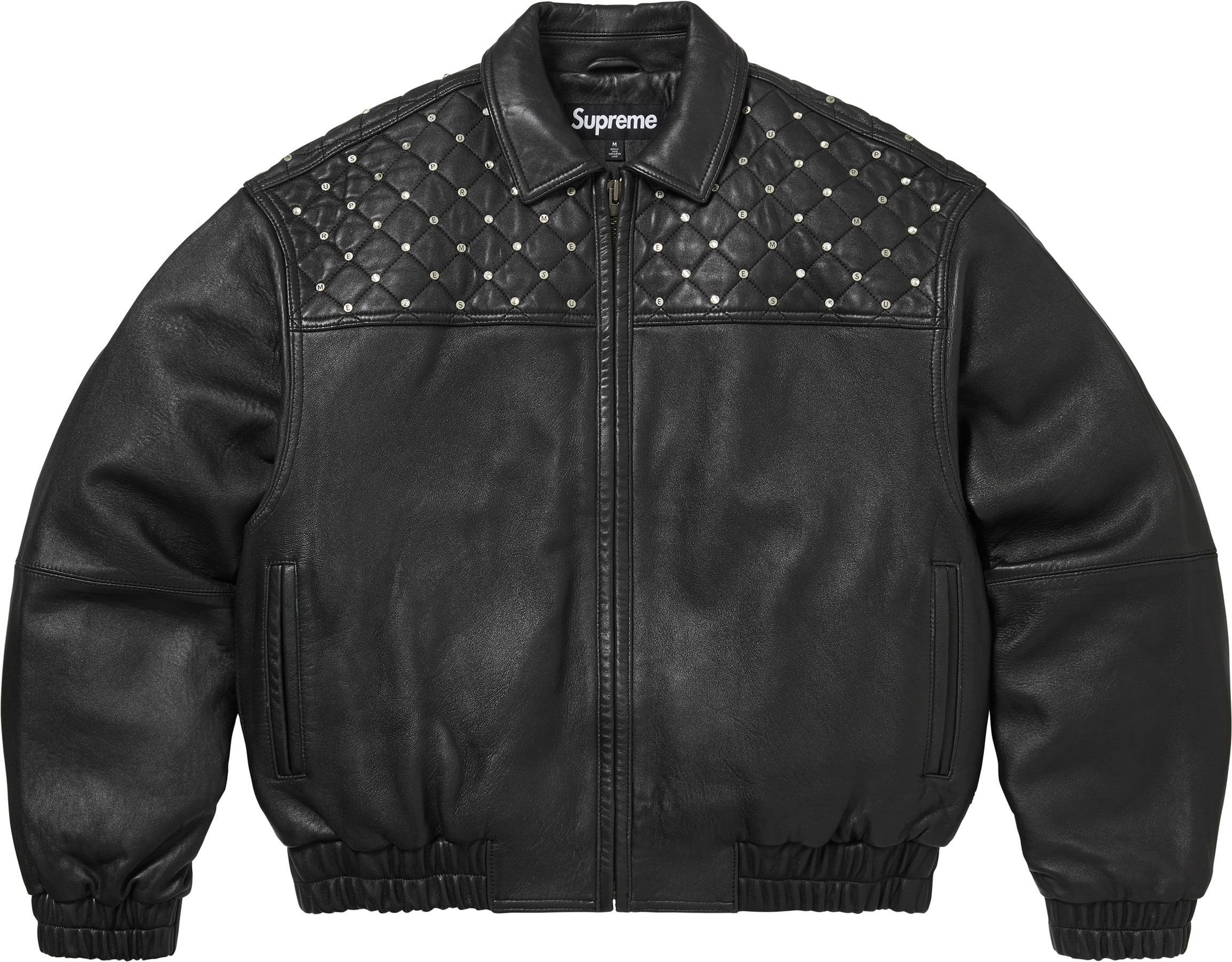Swarovski® Studded Quilted Leather Jacket view 5